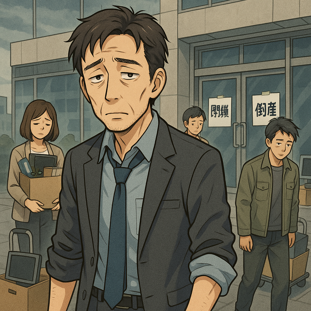 40代男性・会社員・6社借金500万円・自己破産のイラスト