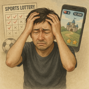 30代男性・9社900万円、自己破産のイラスト